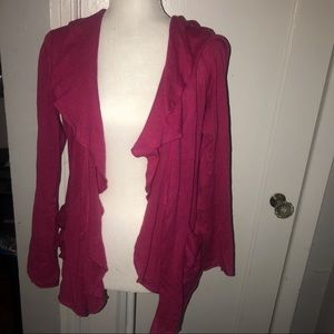 Sparrow by Anthropologie pink ruffle cardigan